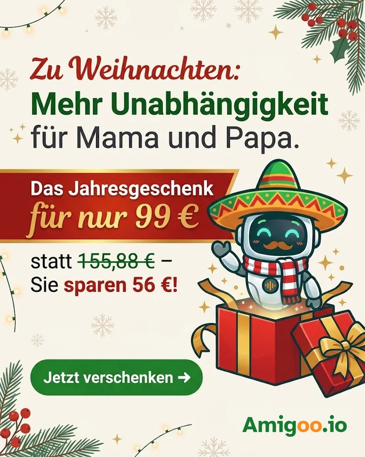 Weihnachtsmotiv: Amigoo im Geschenkkarton – Das Jahresgeschenk für nur 99 € statt 155,88 €